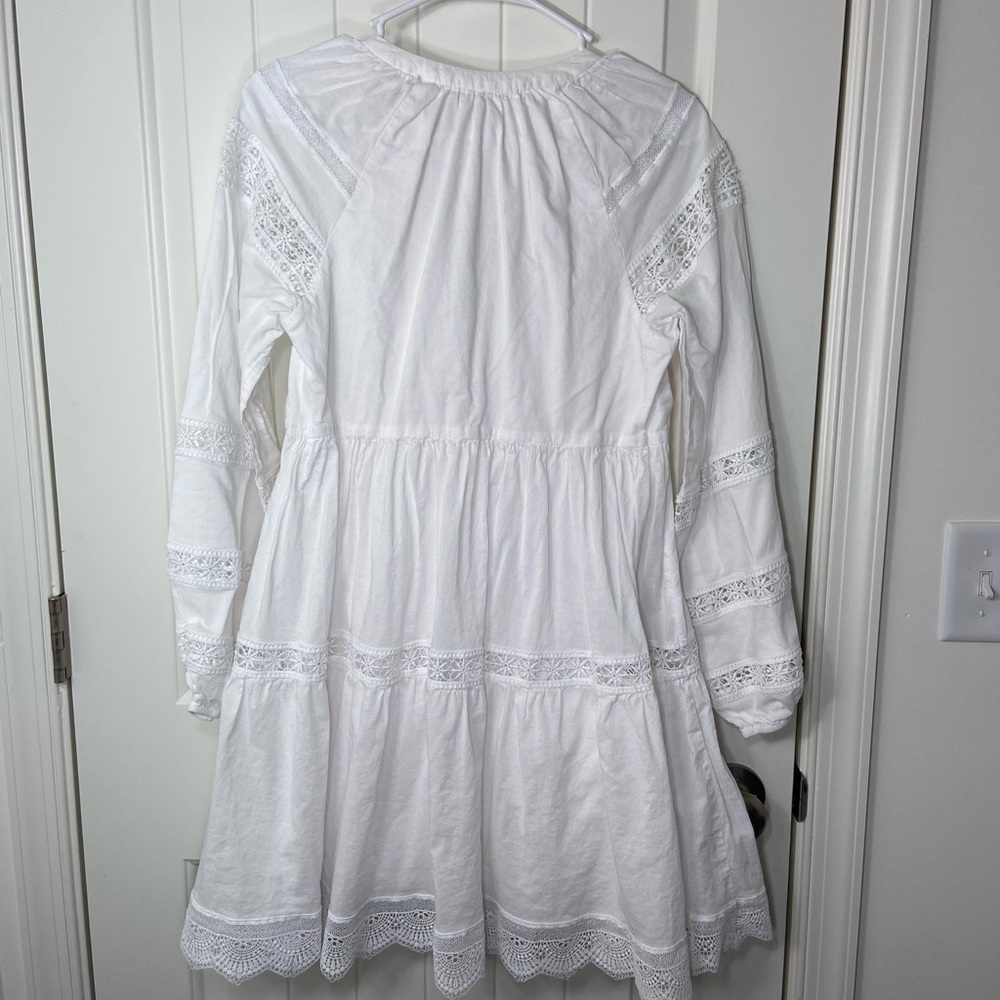 Antonio Melani women’s white tiered ruffle lace elastic cuff layered tie dress 6 - Picture 7 of 8